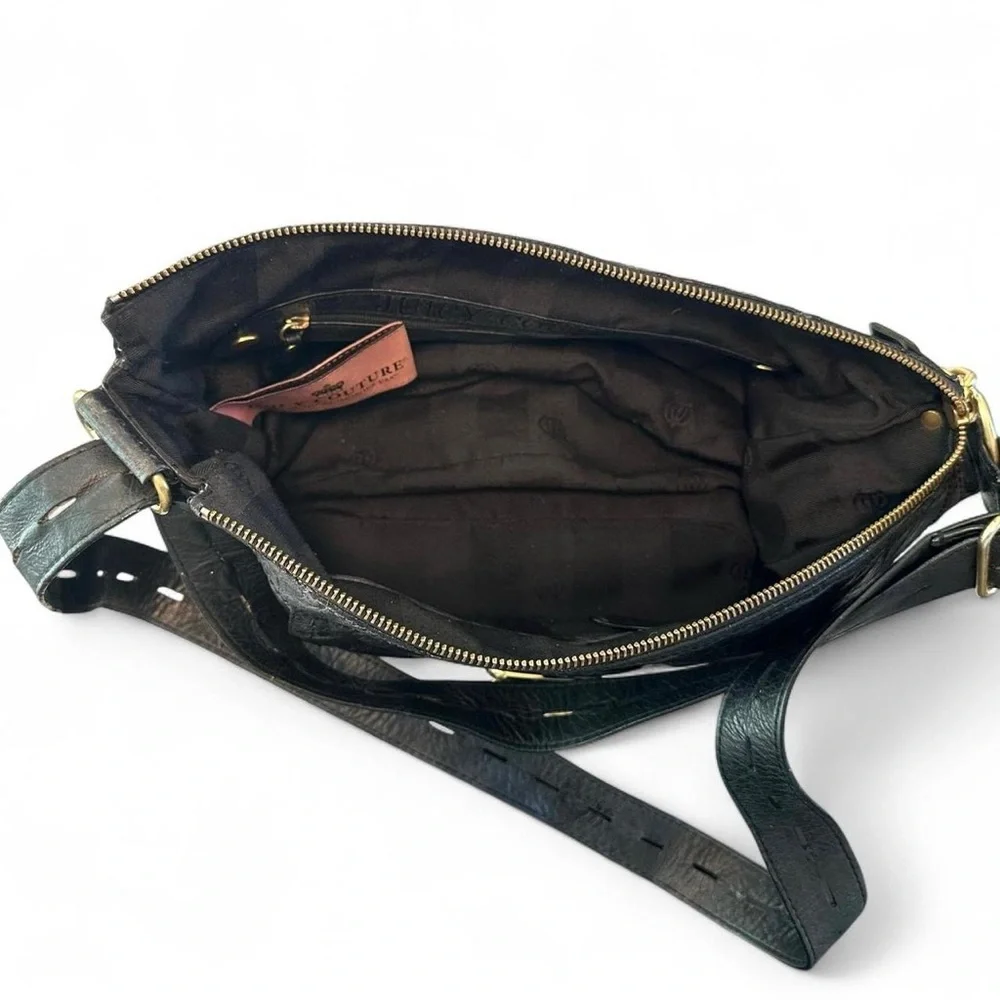 Juicy Couture Vintage Black Leather Shoulder/Crossbody Bag Y2K - Picture 5 of 8